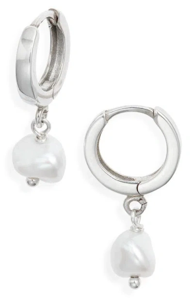 Child Of Wild Josefine Freshwater Pearl Hoop Earrings In Silver