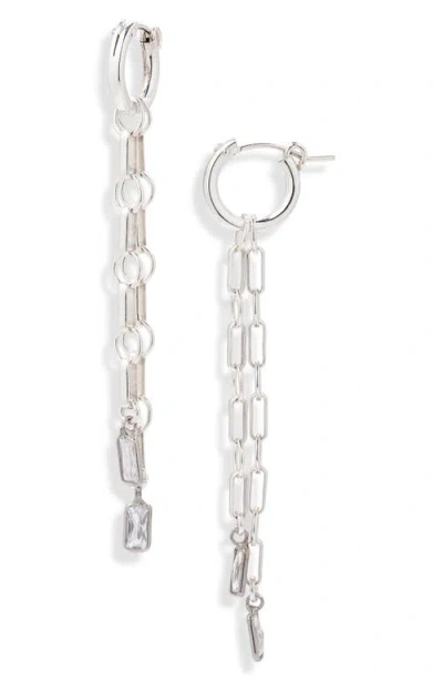 Child Of Wild Layla Linear Chain Earrings In Silver
