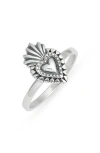 Child Of Wild Milagros Flaming Heart Ring In Silver