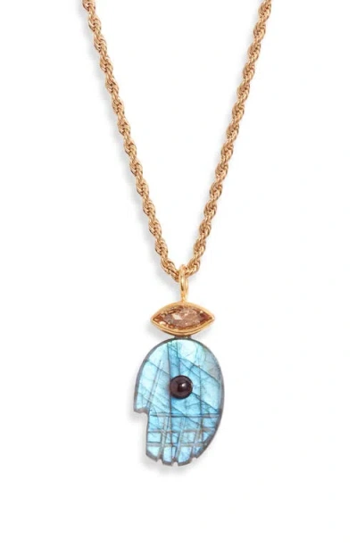 Child Of Wild Mystic Hamsa Pendant Necklace In Multi