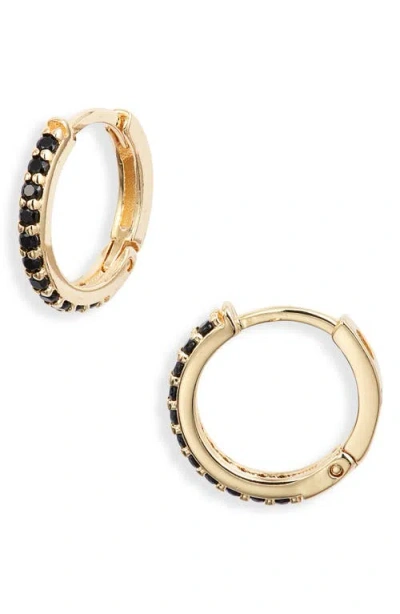 Child Of Wild Noiré Cubic Zirconia Huggie Hoop Earrings In Gold