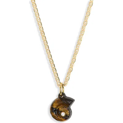 Child Of Wild Protection Cove Tiger's Eye Pendant Necklace In Gold