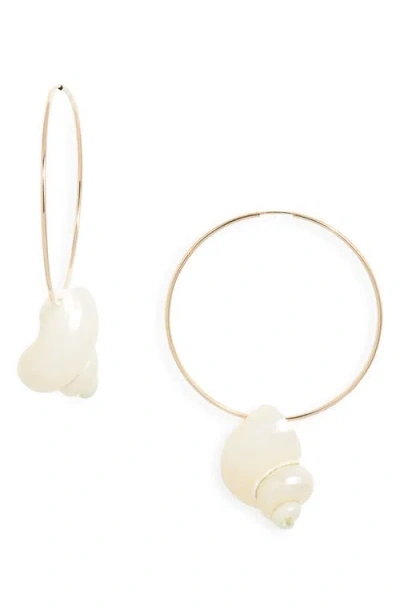 Child Of Wild Seashell Charm Hoop Earrings In Gold