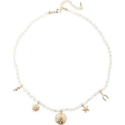 Child Of Wild Sunspell Freshwater Pearl Necklace In Gold