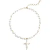 Child Of Wild Tahiti Pearl Cross Necklace In Gold