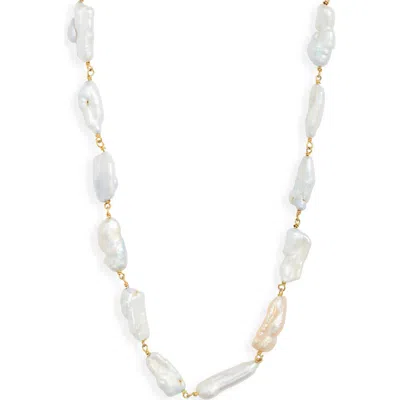 Child Of Wild Windansea Freshwater Biwa Pearl Necklace In Gold