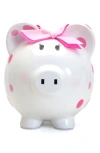 Child To Cherish Pink Polka Dot Ceramic Piggy Bank In Pink