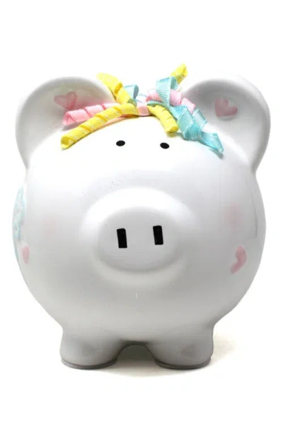 Child To Cherish Kids'  Unicorn Rainbow Ceramic Piggy Bank In White