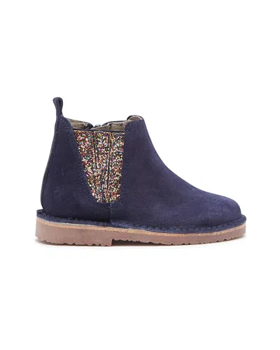 Children Chic Childrenchic Glitter & Suede Chelsea Boot In Blue