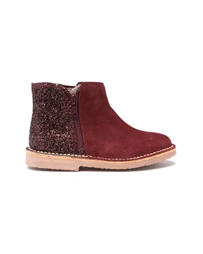 Children Chic Childrenchic Glitter & Suede Chelsea Boot In Red