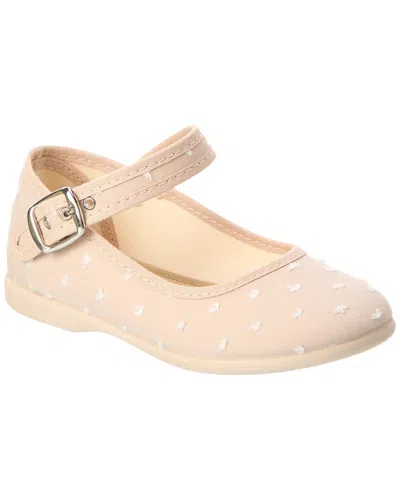 Children Chic Childrenchic Swiss Dot Canvas Mary Jane In Beige