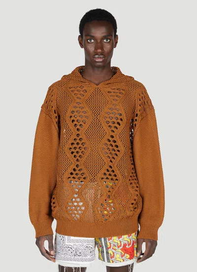 Children Of The Discordance Knit Hooded Sweater In Brown