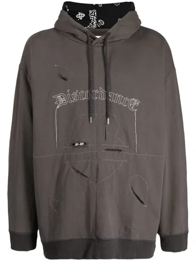 Children Of The Discordance Logo-embroidered Cotton Hoodie In Grey