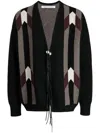 Children Of The Discordance Patterned Intarsia-knit Wool Cardigan In Black