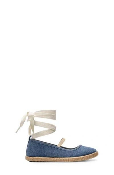 Childrenchic Kids' Maca Ankle Wrap Espadrille Flat In Blue