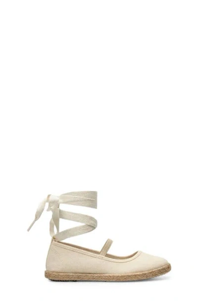 Childrenchic Kids' Maca Ankle Wrap Espadrille Flat In White