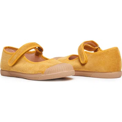 Childrenchic Kids' Sienna Corduroy Mary Jane Flat In Yellow