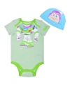 CHILDREN'S APPAREL NETWORK BABY BOYS AND GIRLS GREEN TOY STORY BUZZ LIGHTYEAR BODYSUIT AND HAT SET