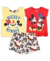 CHILDREN'S APPAREL NETWORK BABY BOYS AND GIRLS MINNIE MOUSE RED, WHITE T-SHIRT AND SHORTS SET
