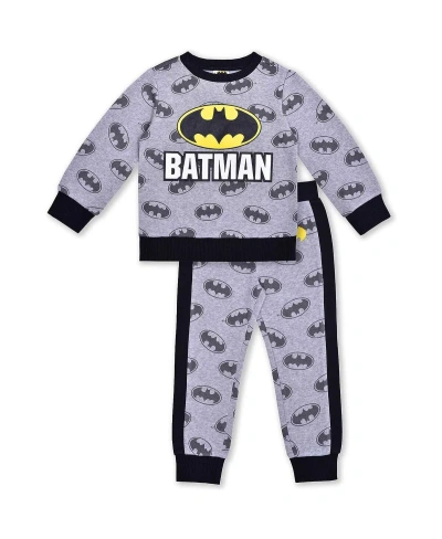 Children's Apparel Network Kids' Little Boys And Girls Gray Batman Pullover Sweatshirt And Joggers Set
