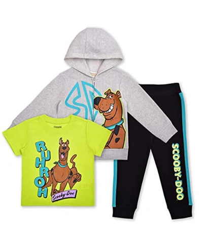 Children's Apparel Network Kids' Little Boys And Girls Gray Scooby-doo 3-pack Jogger Set