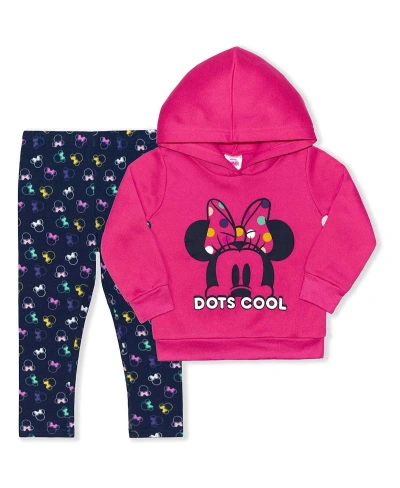 Children's Apparel Network Kids' Little Boys And Girls Minnie Mouse Pink Pullover Hoodie And Leggings Set