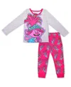 Children's Apparel Network Toddler 2-piece Gray/pink Trolls Graphic Long Sleeve T-shirt Jogger Set In Pink