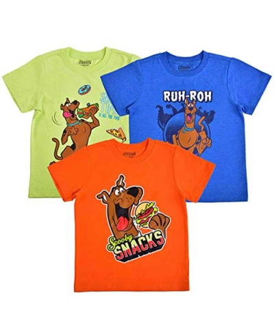 Children's Apparel Network Babies' Toddler Boys And Girls Orange, Blue, Yellow Scooby-doo T-shirt Three-pack In Orange,blue