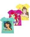 CHILDREN'S APPAREL NETWORK TODDLER BOYS AND GIRLS YELLOW, PINK, GREEN DISNEY PRINCESS GRAPHIC 3-PACK T-SHIRT SET