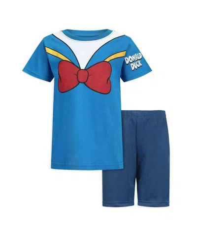 Children's Apparel Network Babies' Toddler Donald Duck Blue Mickey Friends T-shirt And Shorts Set