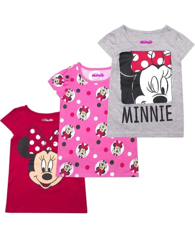Children's Apparel Network Babies' Toddler Girls Minnie Mouse Gray, Pink, Red Graphic 3-pack T-shirt Set