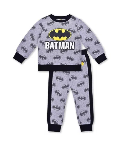 Children's Apparel Network Babies' Toddler Gray Batman Pullover Sweatshirt And Joggers Set