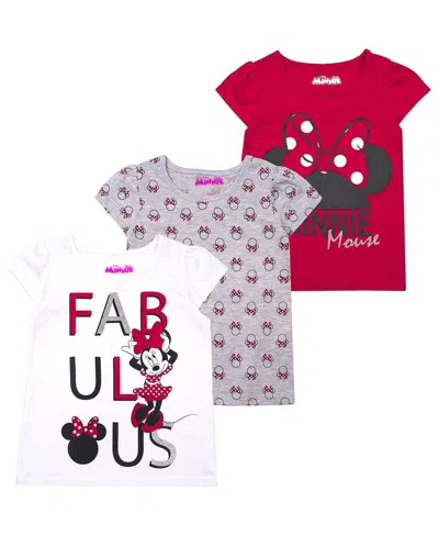 Children's Apparel Network Babies' Toddler Minnie Mouse Red/gray/white Graphic 3-pack T-shirt Set