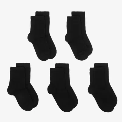 Childrensalon Essentials Black Cotton Socks (5 Pack)