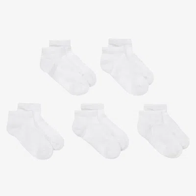 Childrensalon Essentials Kids' White Cotton Trainer Socks (5 Pack)