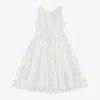 CHILDRENSALON OCCASIONS GIRLS WHITE SATIN & EMBROIDERED TULLE DRESS
