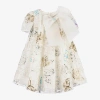 CHILDRENSALON OCCASIONS GIRLS WHITE SEQUINNED BUTTERFLY & BOW DRESS
