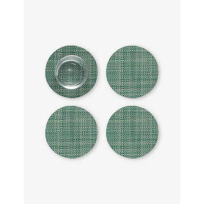 Chilewich Basketweave Mist Woven Coasters Set Of Four Ivy