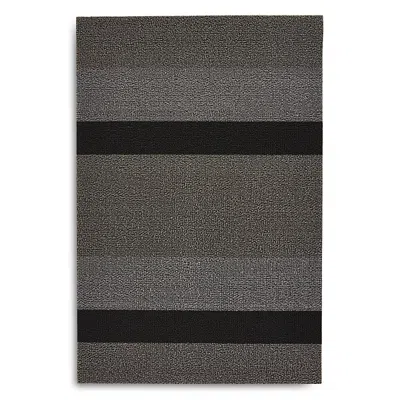 Chilewich Bold Stripe Shag Doormat, 18 X 28 In Silver/black
