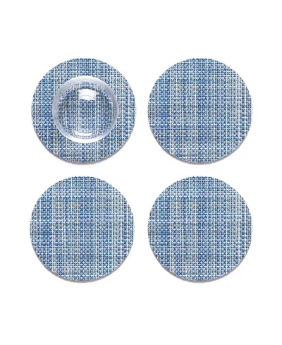 Chilewich Mini Basketweave Round Coasters, Set Of 4 In Chambray