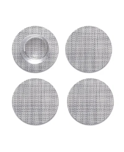 Chilewich Mini Basketweave Round Coasters, Set Of 4 In Mist