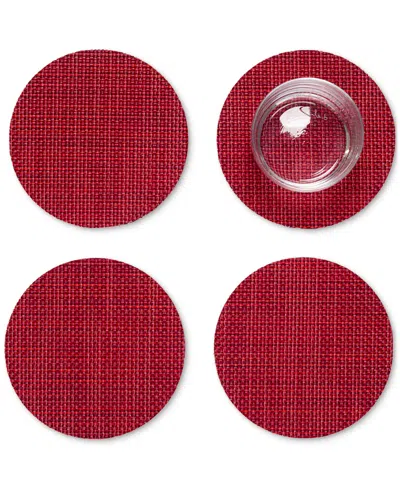 Chilewich Mini Basketweave Round Coasters, Set Of 4 In Red