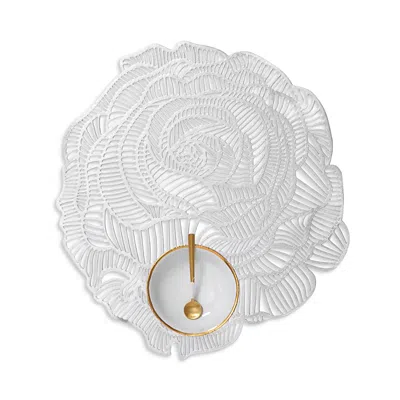 Chilewich Pressed Rose Placemat In Silver