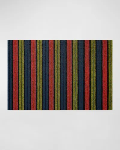 Chilewich Ribbon Stripe Indoor/outdoor Shag Mat, 3' X 5' In Limelight