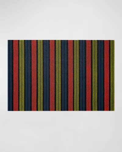 Chilewich Ribbon Stripe Indoor/outdoor Shag Runner, 2' X 6' In Limelight