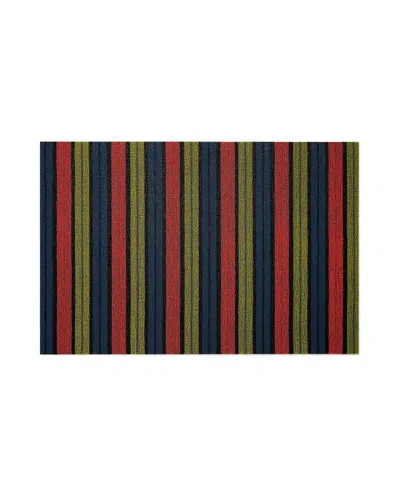 Chilewich Ribbon Stripe Shag Runner 24" X 72" In Limelight