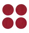 Chilewich Set Of 4 Basketweave Round Coasters In Red