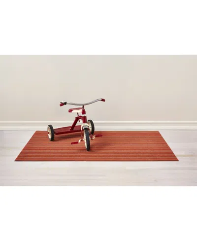 Chilewich Skinny Stripe Shag Mat 18" X 28" In Orange