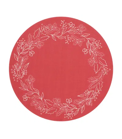 Chilewich X Martha Stewart Wreath Round Placemat In Red