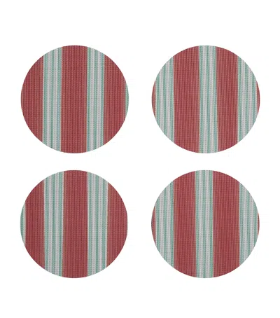 Chilewich X Meri Meri Festive Stripes Coasters In Brown